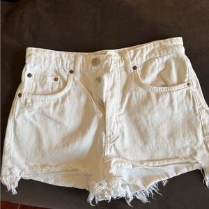 Zara White Denim Women Shorts